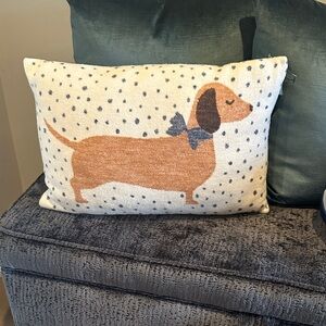 Dachshund Accent Pillow - Cream and Brown